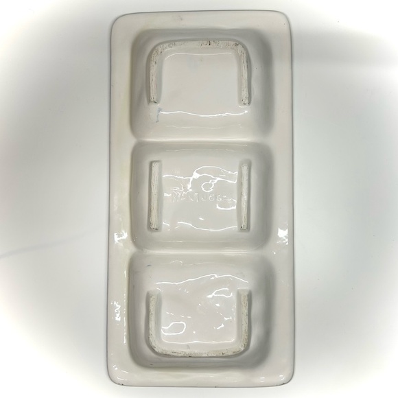 Vintage Nantucket Snowman Ceramic Divided Tray Dipping Dish Christmas Tableware - Picture 4 of 5